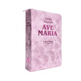 Bíblia Sagrada Ave-Maria Letra Maior com Zíper - ROSA
