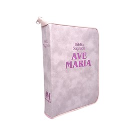 Bíblia Sagrada Ave Maria Rosa com Zíper