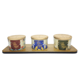 Produto Combo 3 Velas Aromática de Natal com base de madeira