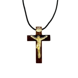 Combo Crucifixo em Madeira no Cordão 5,3 cm - 50 unidades
