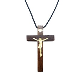 Crucifixo de Intercessão ou Coroinha no cordão grosso 7,5 cm