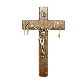 Crucifixo de Mão ou Porta de Nossa Senhora da Salette Madeira 12 cm (Cruz Saletina)