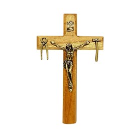 Crucifixo de Mão ou Porta de Nossa Senhora da Salette Madeira Clara 12 cm (Cruz Saletina)