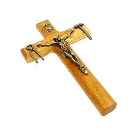 Crucifixo de Mão ou Porta de Nossa Senhora da Salette Madeira Clara 12 cm (Cruz Saletina)