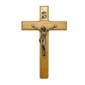 Crucifixo de Mão ou Porta Madeira Clara 12 cm
