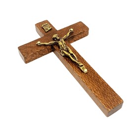 Crucifixo de Mão ou Porta Madeira Rústica 12 cm