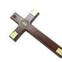 Crucifixo de mão / porta São Bento madeira natural 12 cm (Cruz de Libertação)