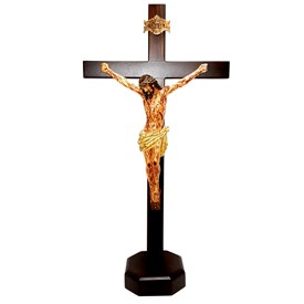 Crucifixo de Mesa com Cristo Chagado em Resina 50 cm