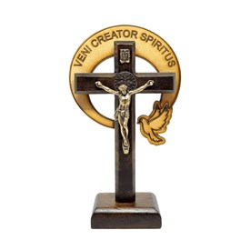 Crucifixo de Mesa da RCC Madeira Natural 12 cm