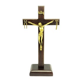 Produto Crucifixo de Mesa de Nossa Senhora da Salette 18 cm (Cruz Saletina Mesa 18 cm)