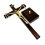 Crucifixo de Porta ou Parede de Nossa Senhora da Salette Madeira 30 cm (Cruz Saletina)