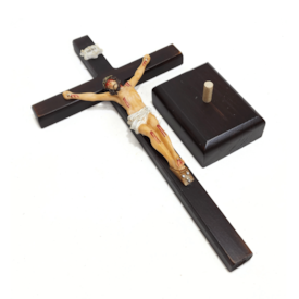 Crucifixo de Mesa em Madeira 30 cm - Cristo em Resina