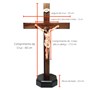 Crucifixo de Mesa em Madeira com Cristo Chagado em Resina 40 cm