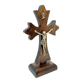 Crucifixo de Mesa Luxo Madeira 12 cm