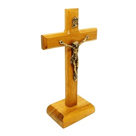 Crucifixo de Mesa Madeira Clara 12 cm