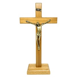 Crucifixo de Mesa Madeira Clara 23 cm