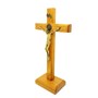 Crucifixo de mesa madeira clara São Bento 18 cm