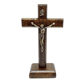 Crucifixo de mesa madeira natural 12 cm