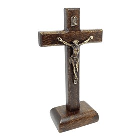 Crucifixo de mesa madeira natural 12 cm