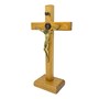 Crucifixo de Mesa São Bento Colorido Madeira Clara 18 cm