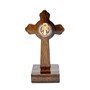 Crucifixo de mão / porta São Bento Luxo madeira natural 7,5 cm