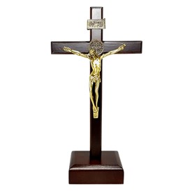 Crucifixo de Mesa São Bento Madeira 26 cm