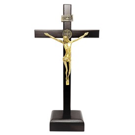 Crucifixo de Mesa São Bento Madeira 30 cm