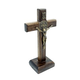 Crucifixo de Mesa São Bento Madeira 9 cm