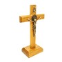 Crucifixo de Mesa São Bento Madeira Clara - Cruz da Libertação 12 cm