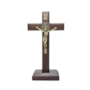 Crucifixo de Mesa São Bento Madeira Natural  12 cm - Cruz da Libertação