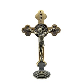 Crucifixo de Metal Mesa São Bento 23 cm