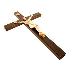 Crucifixo de Parede 40 cm com Cristo Chagado em Resina