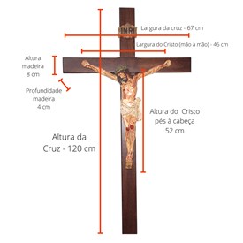 Crucifixo de Parede em Madeira c/ Cristo Chagado 120 cm