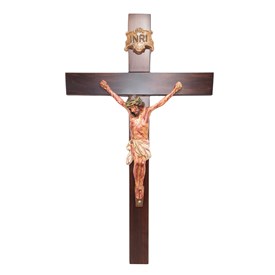 Crucifixo de Parede Madeira 70 cm com Cristo Chagado