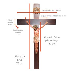 Crucifixo de Parede Madeira 70 cm com Cristo Chagado