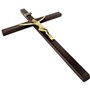 Crucifixo de Parede Madeira Slim com Cristo Metal 40 cm