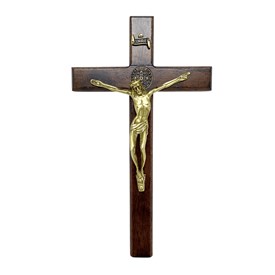 Crucifixo de Parede ou Porta São Bento Madeira Natural 18 cm