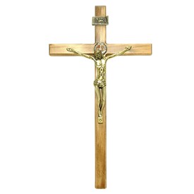 Crucifixo de Parede São Bento Madeira 33 cm