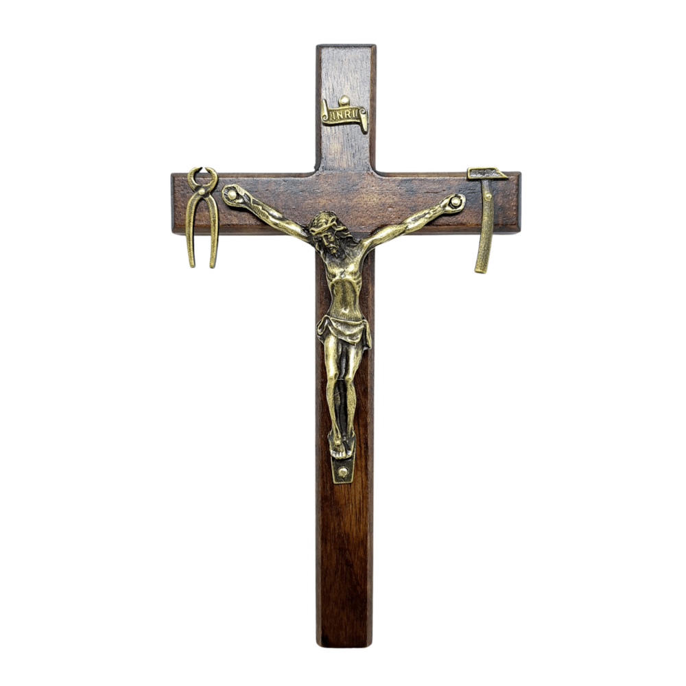 Crucifixo de Porta ou Parede de Nossa Senhora da Salette 18 cm madeira