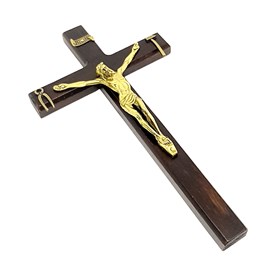 Crucifixo de Porta ou Parede de Nossa Senhora da Salette Madeira 23 cm (Cruz Saletina)
