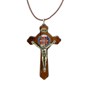 Crucifixo em Madeira São Bento Luxo no Cordão 7,5 cm