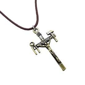 Crucifixo Nossa Senhora da Salette em Metal no Cordão 5 cm