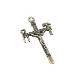 Crucifixo Nossa Senhora da Salette em metal ouro velho - 10 unidades