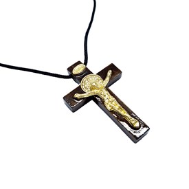 Crucifixo São Bento no cordão grosso 5,3 cm