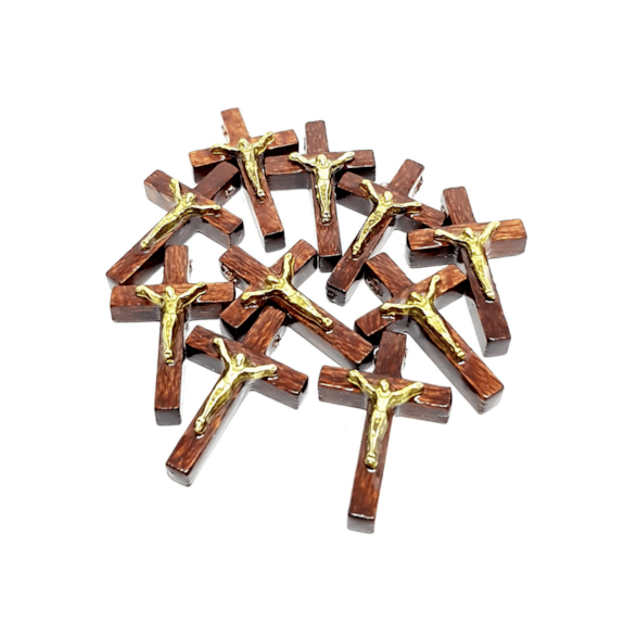 Crucifixos de Madeira 3,4 cm - 10 unidades