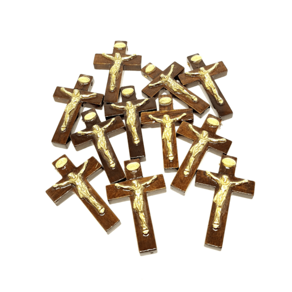 Crucifixos em Madeira  Marrom 5,4 cm - 10 unidades