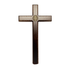 Cruz com medalha de São Bento Madeira Natural 18 cm