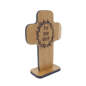 Cruz da Páscoa "Foi por você" de Mesa em Madeira 14 cm