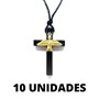 Cruz em Madeira 3,4 cm com Espírito Santo no Cordão Fino - 10 unidades