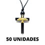 Cruz em Madeira 3,4 cm com Espírito Santo no Cordão Fino - 50 unidades